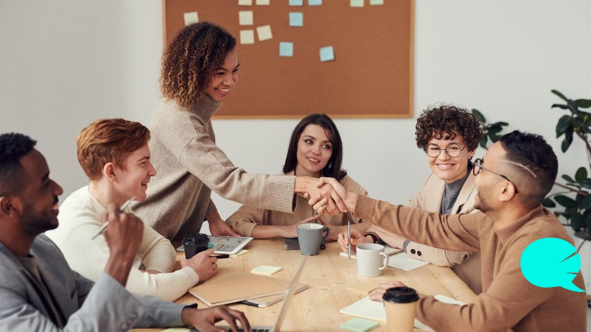 Reunión profesional durante una entrevista de trabajo en inglés